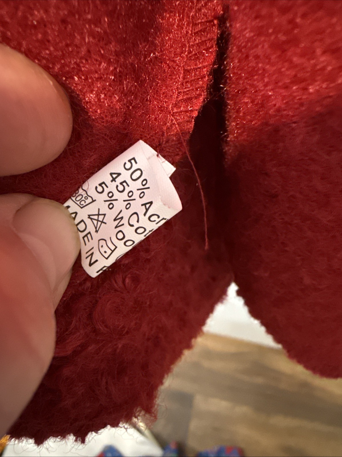 Cranberry Red Bouclé Cardigan Luxury Faux Fur Bouclé Cape Cotton Wool Blend OS