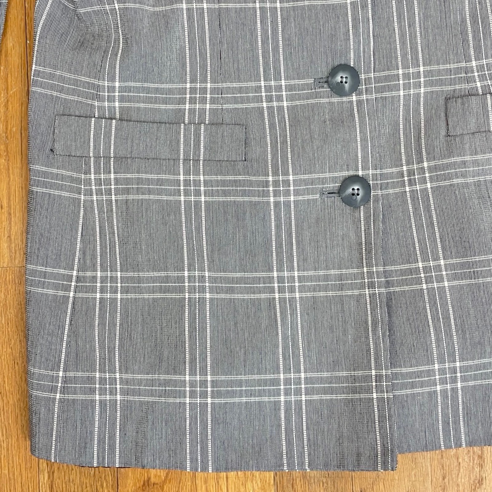 Vintage Glen Plaid Blazer Size Medium 80s Woven Suit Coat Jacket Black & White