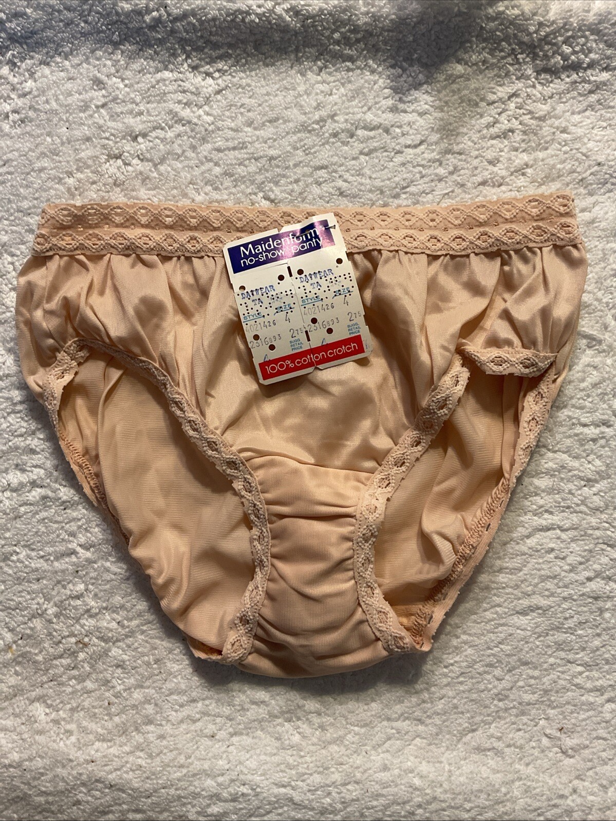 Maidenform No Show Panty Nylon & Lace Hipster Bikini Panties 4 Small USA
