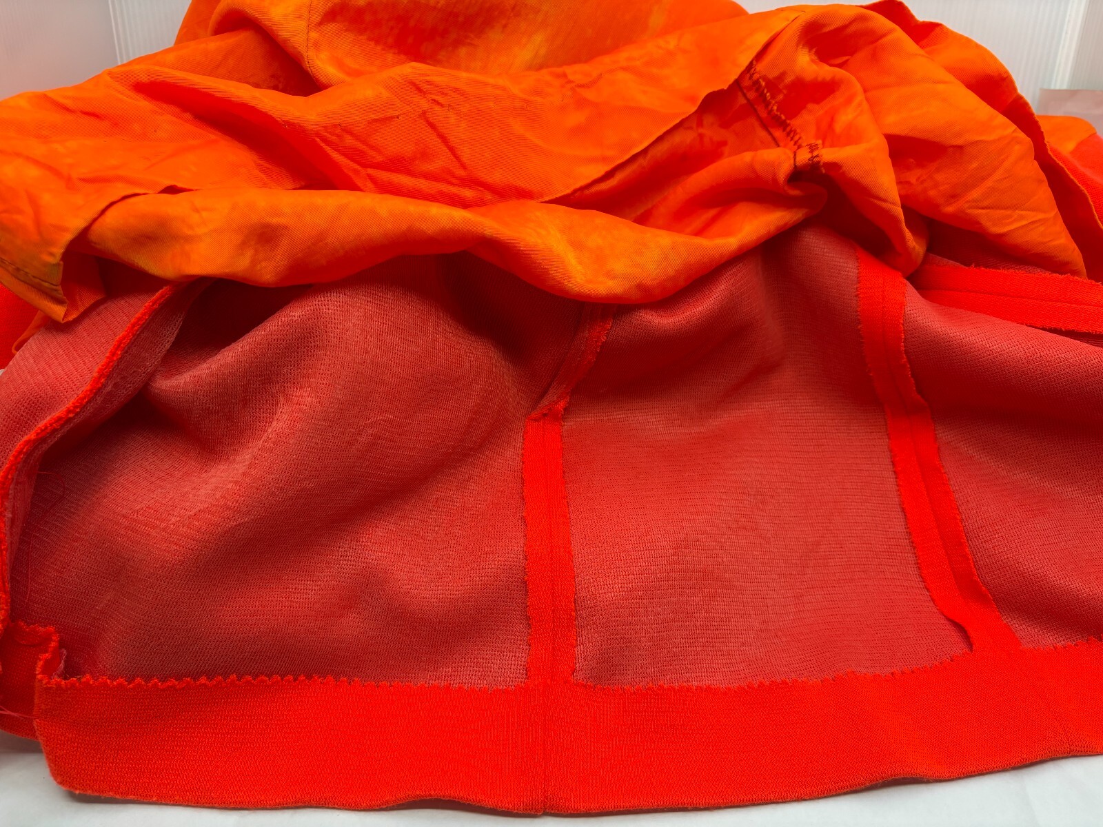Vintage 1974-95 Womens Coat Size L-XL Orange Double Knit Buttons Tie Back Pleat