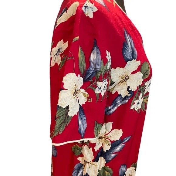 Iolani Hawaii Vintage 80s Red Multicolor Floral Print Maxi Women’s Dress Small