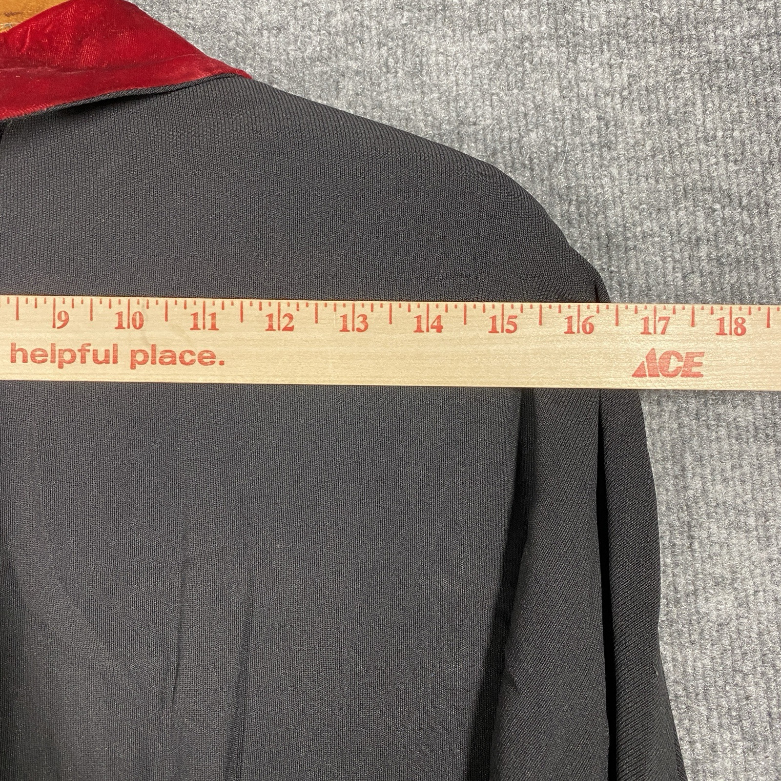 VINTAGE 40s 50s Georgia Wells Black Rayon Red Velvet Dress Belt Long Sleeve