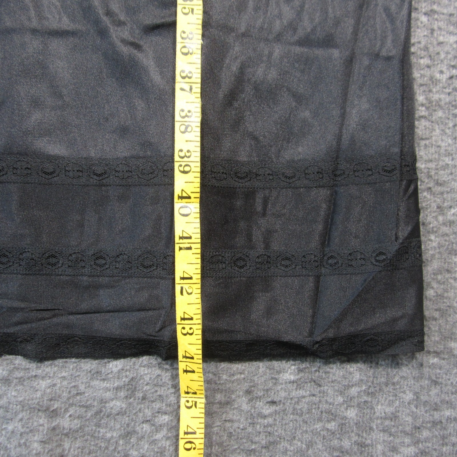 Vtg Sears Clip it Full Slip Size 36 Black Lace Trim Anti-Cling Lingerie USA NEW
