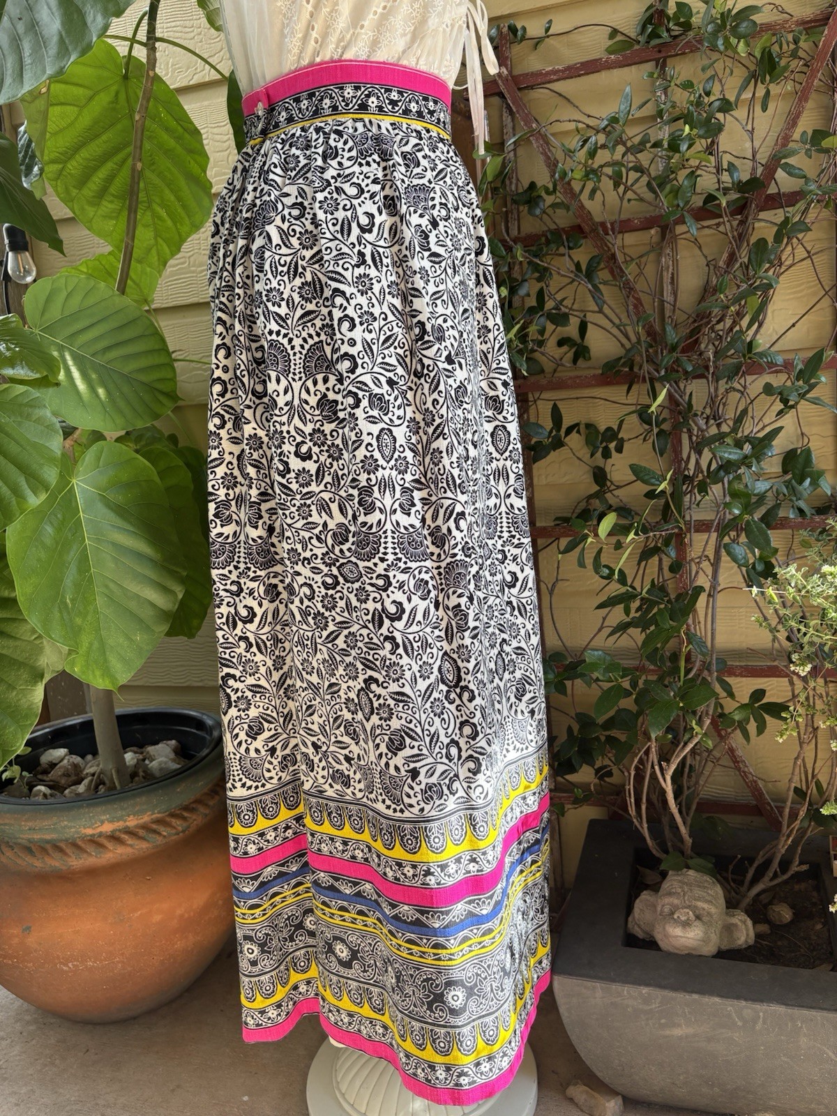 Vintage 70s Alex Coleman Bohemian High Waisted Psychedelic Maxi Skirt S