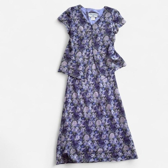 Jessica Howard Dress Twofer Top Fairy Cottage Floral Sheer Vintage 90s S Small 4