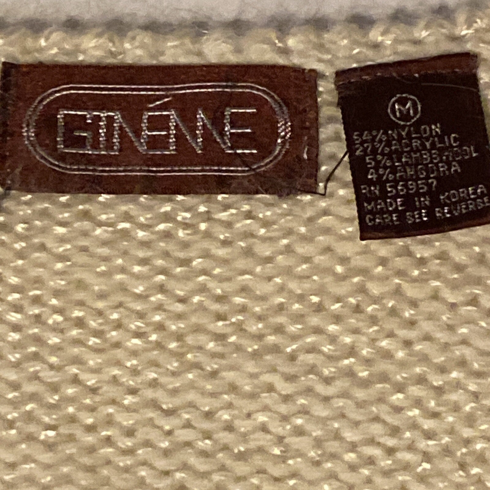 Vintage 80s Ginenne Sweater Medium Women Black White Lambswool Angora Geometric