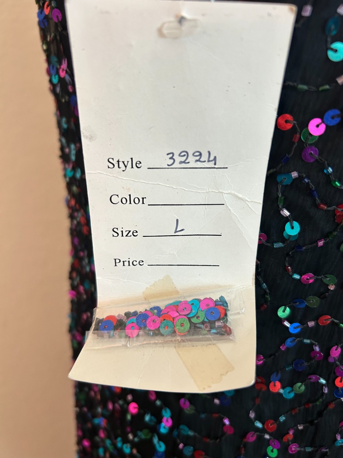 Mark & John 80’s/90’s Multi-Color Sequin 100% Black Silk Vintage Dess