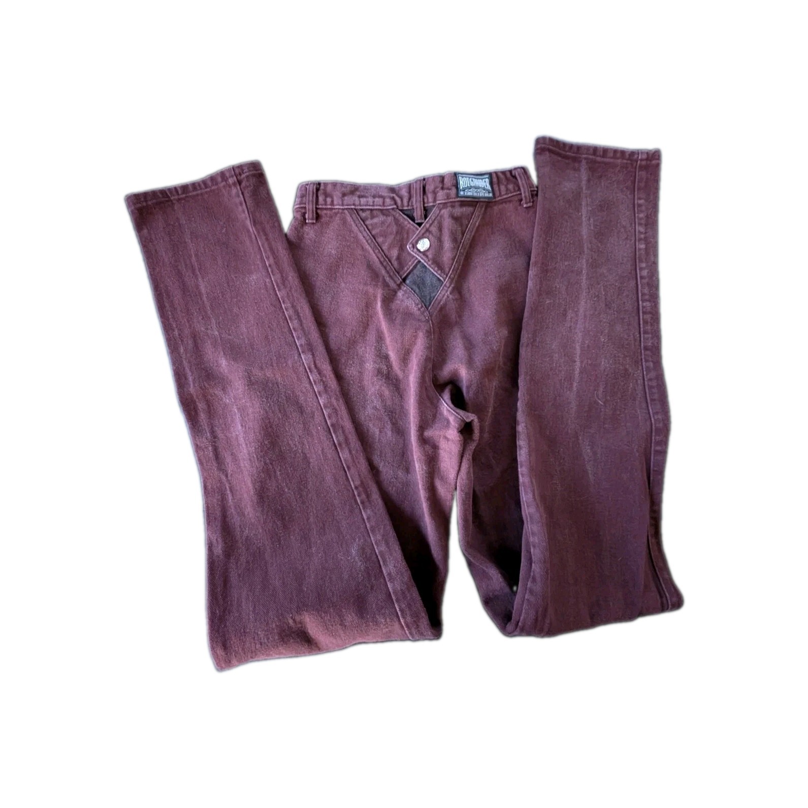 Vintage Roughrider Circle T Maroon Western Bareback Jeans W24 L35 Rare 80’s 90’s