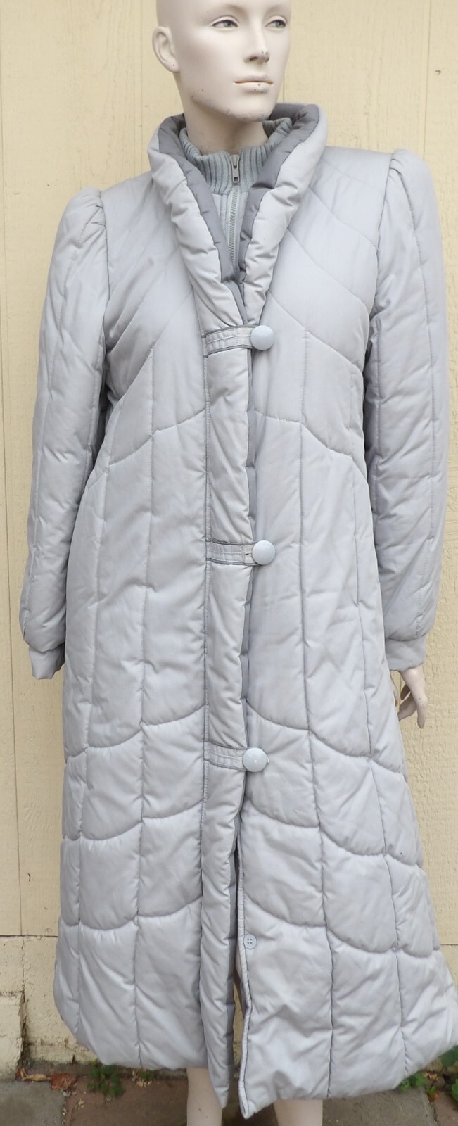 Vintage J Gallery Puffer Long Gray Warm Winter Coat Size Large