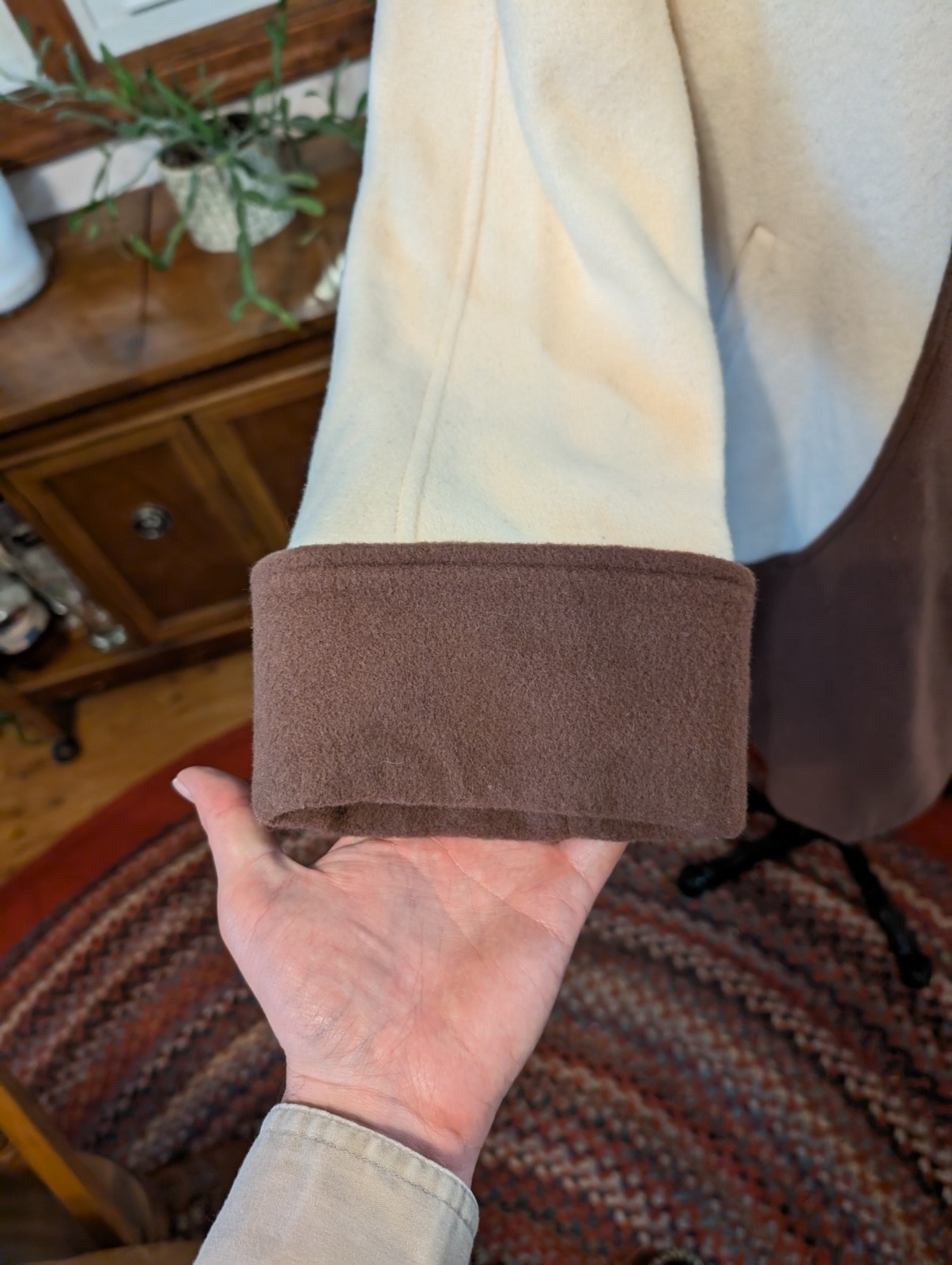 (m) SWINGING! 1960s Wool Swing Wrap Coat WINKELMAN’S Ivory Brown WOOL Vintage