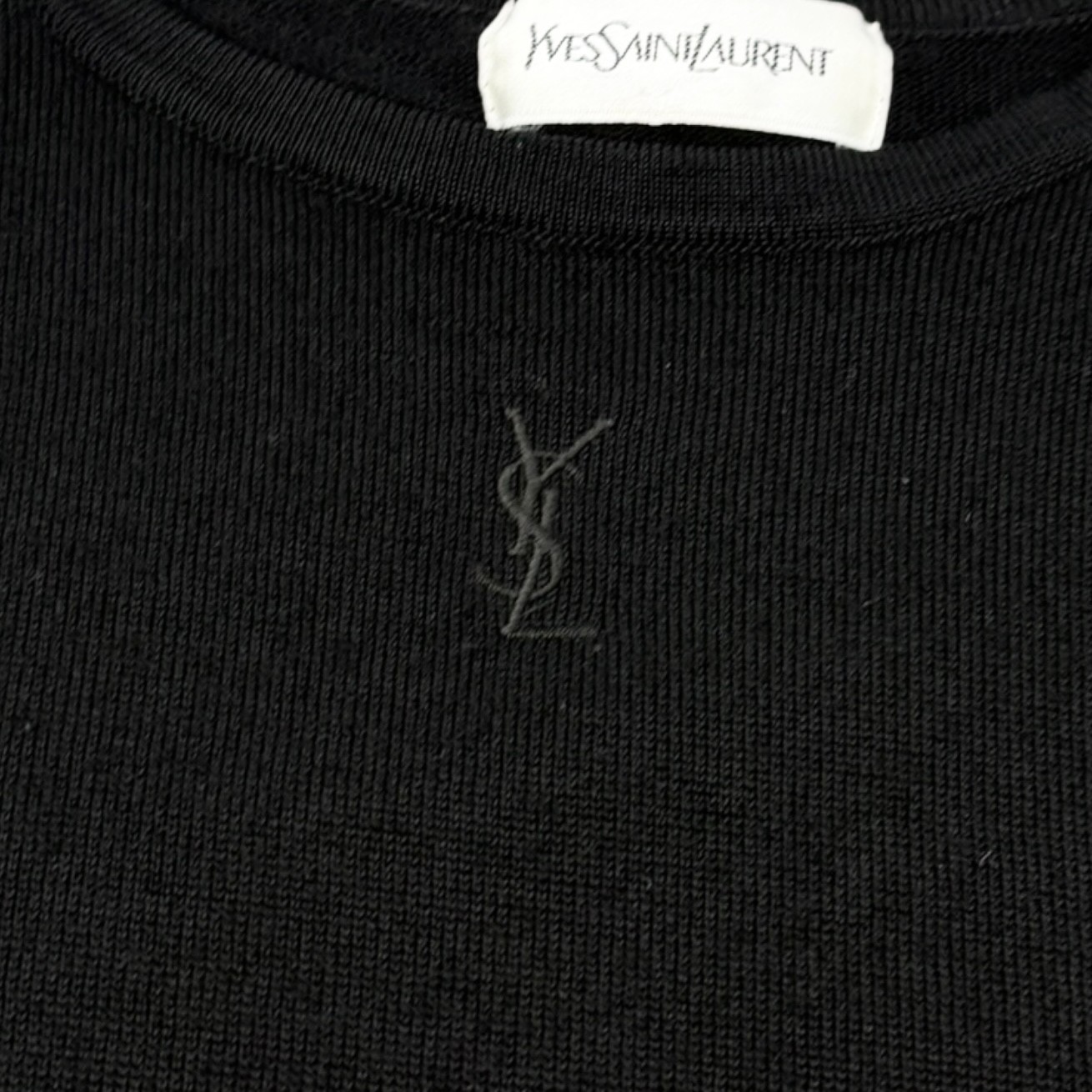 Yves Saint Laurent Vintage YSL Logo Knit Long Sleeve Top #M Black 901922