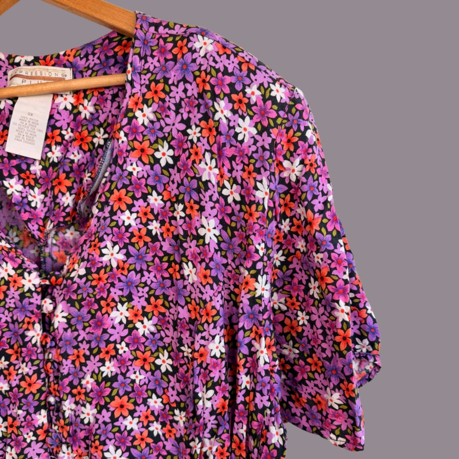 Vintage 1990s Expressions Plus Floral Print Button Front Romper
