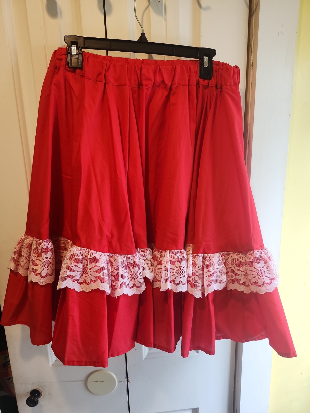 Partners Please! Malco Modes Square Dance Skirt Red White Lace Size Large READ