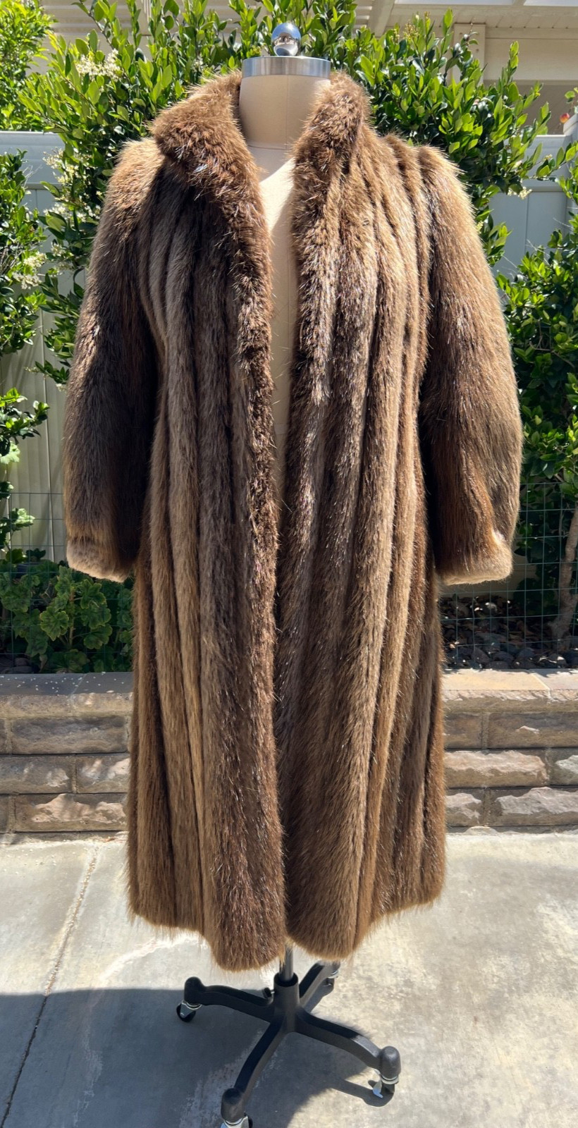 Geniune Beaver Fur Coat M/L Full Length Brown Thick & Luxurious Very Warm