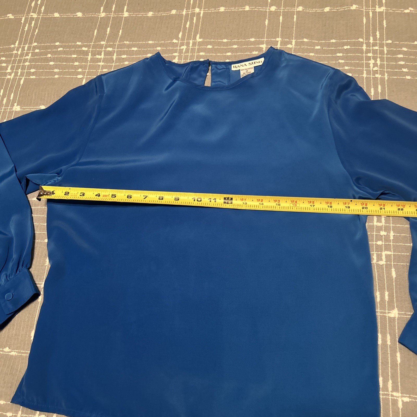 Vintage 90s Hana Sung Royal Blue Blouse Size 12