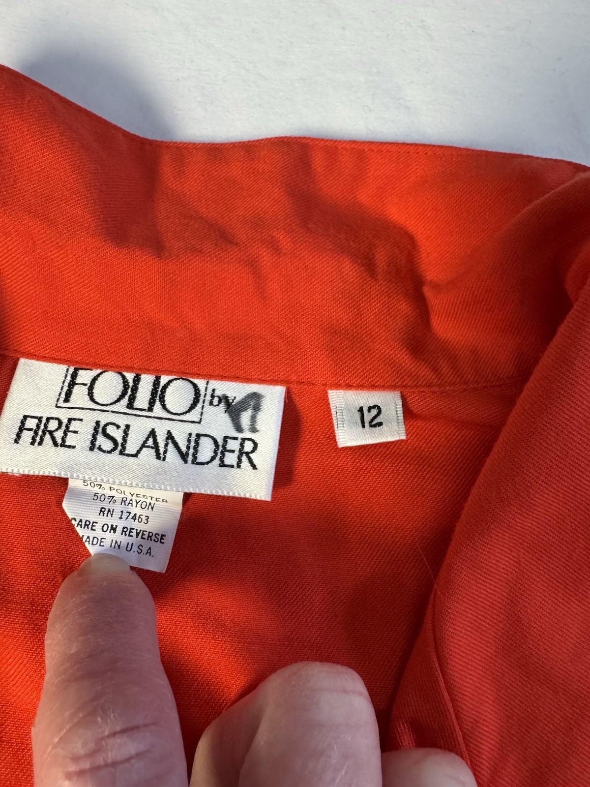 Folio By Fire Islander Vintage 60-70s Orange Collared Skirt & Blouse Set Sz 12