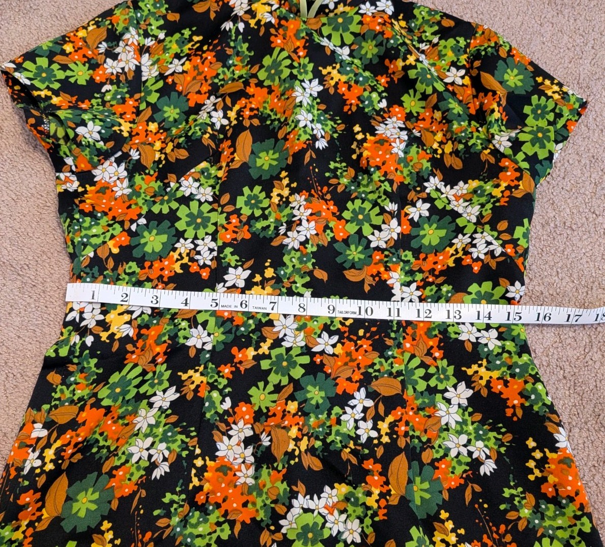 Asian Style Vintage Brown Flowered Maxi Dress
