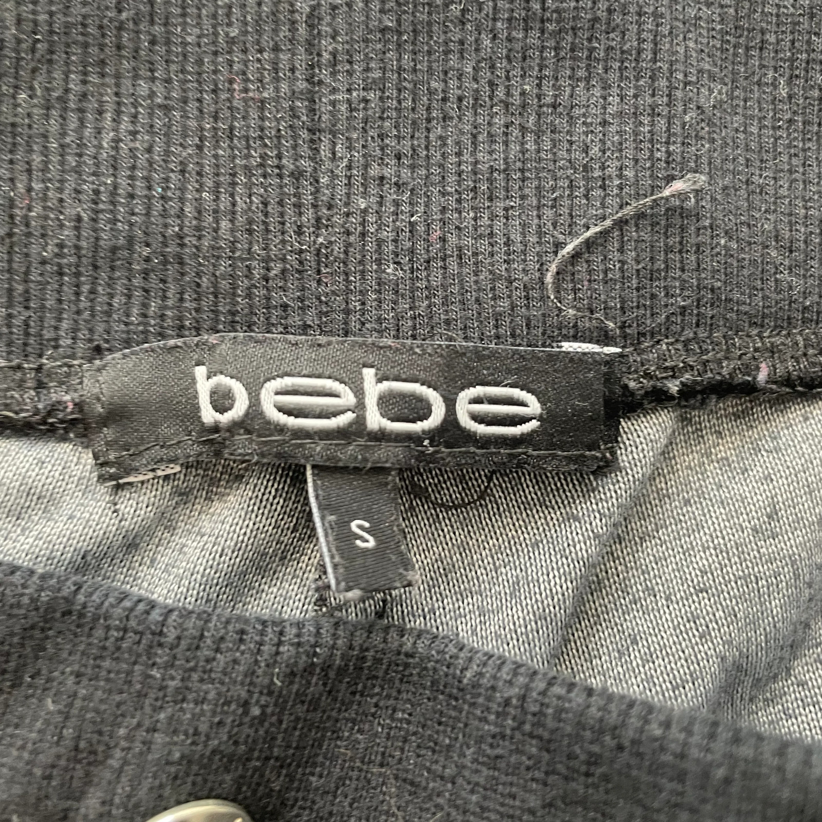Bebe Women’s Navy Velour Flared Track Pants Loungewear Rhinestone Logo Size S