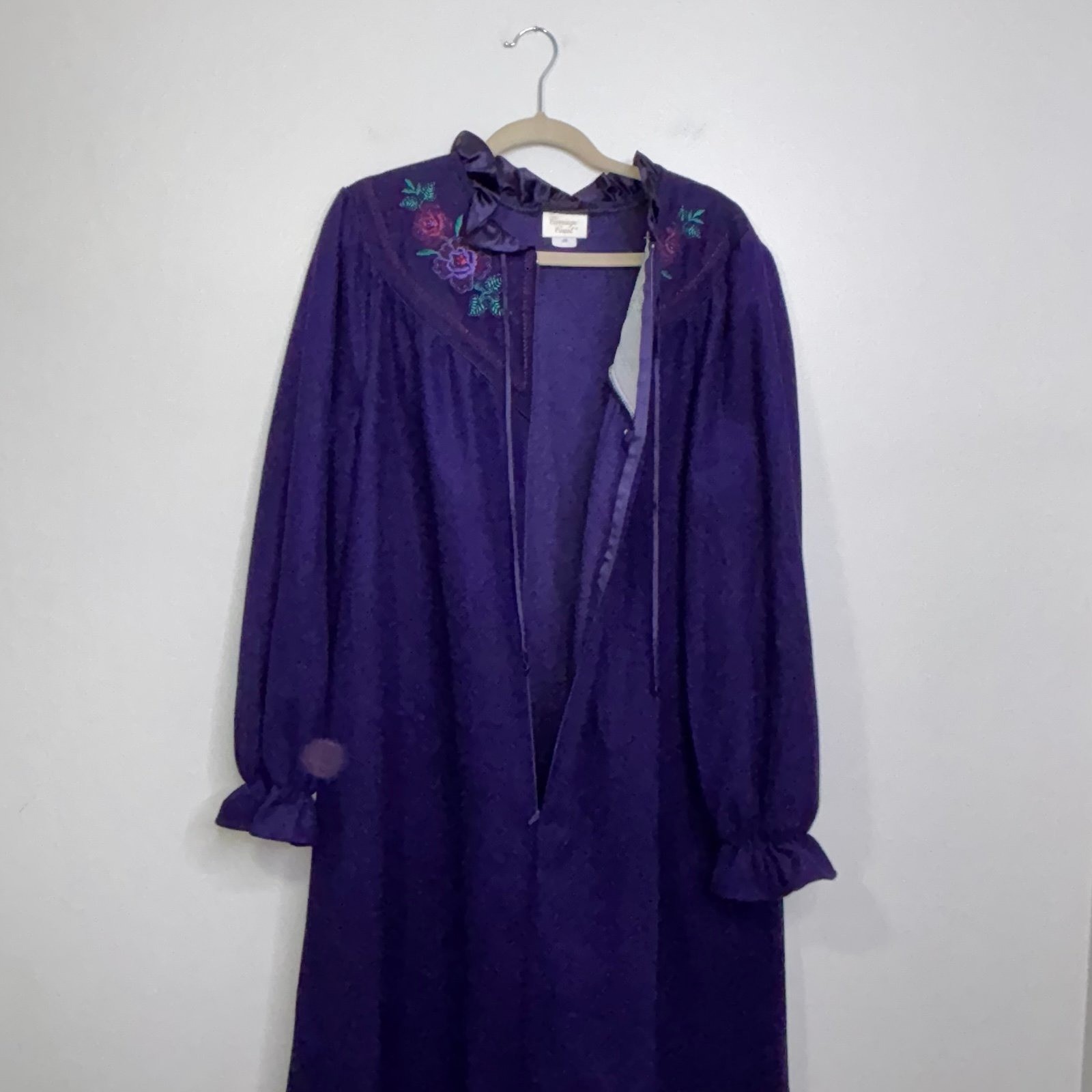 Vintage Sears Carriage Court Zip Front Robe Housecoat Size Large Royal Purple