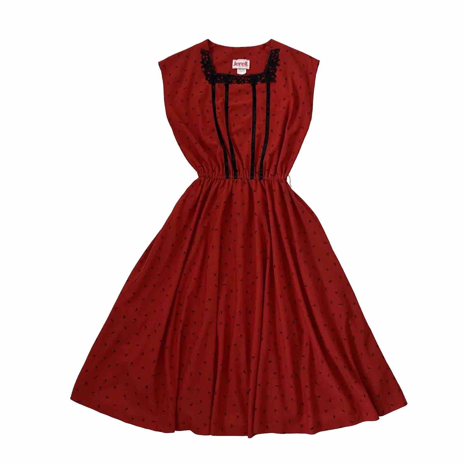Vintage Jerell of Texas Woman’s Dress Size 8 Red Black Details Rockabilly