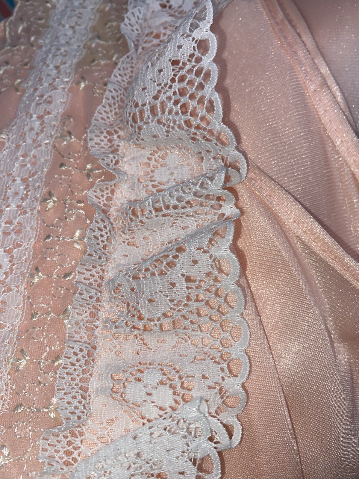 1960s Spotlight NY Nightgown Pink Lace Size Small