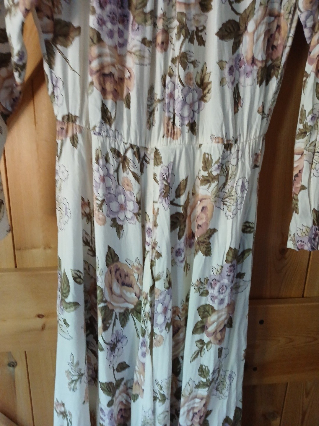 Vtg ED Michaels Long Sleeve Midi Floral Summer Rayon Button Back S/M 5/6 36″
