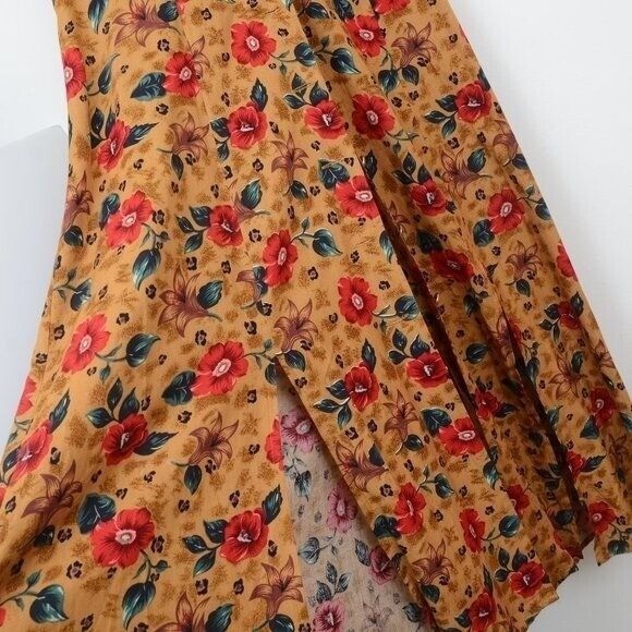 Vintage 80s Betsey Lauren Hawaiian Flowers Halter Full Button Down Dress SIZE 14