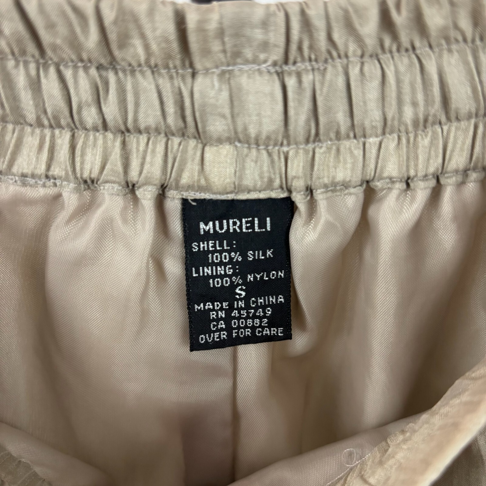 VTG Mureli Silk Drawstring Joggers Beige Size S