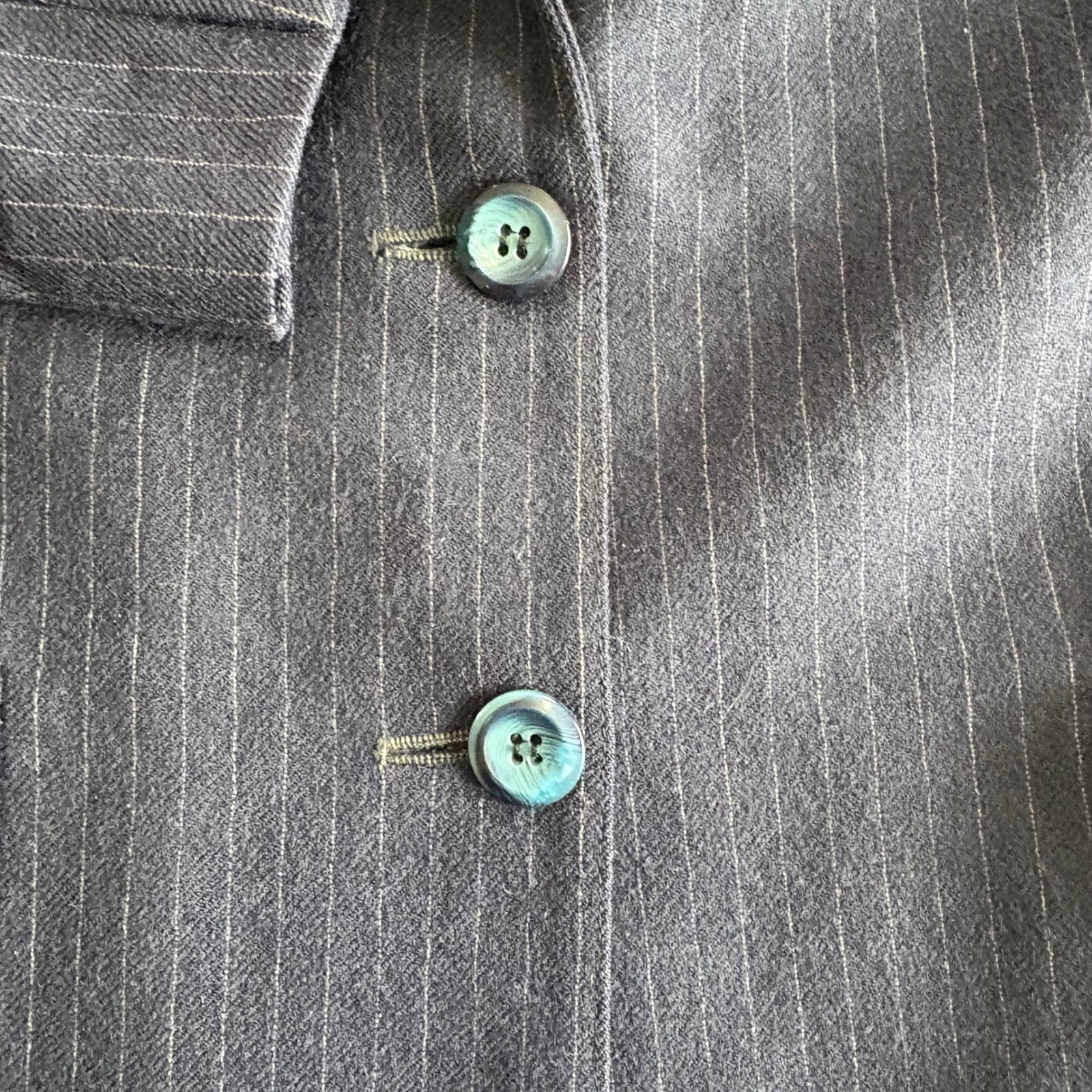 Vintage Thimbles Women’s 12 100% Wool Navy Pinstripe Blazer 2 Button Lined