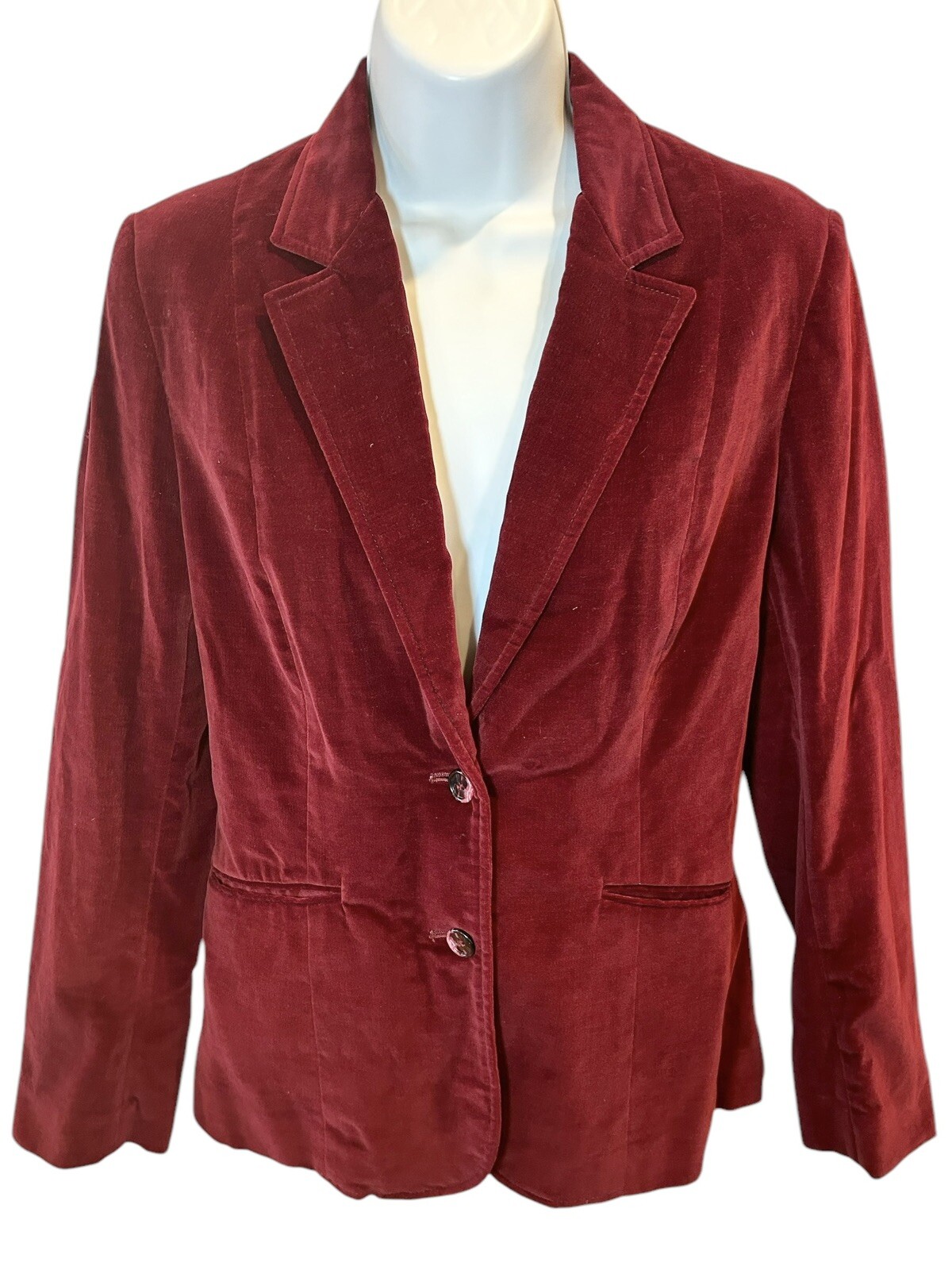 PRESENT Co Velour Blazer 2 Button Up Size SMALL 11/12 Red Wine Velvet Jacket*