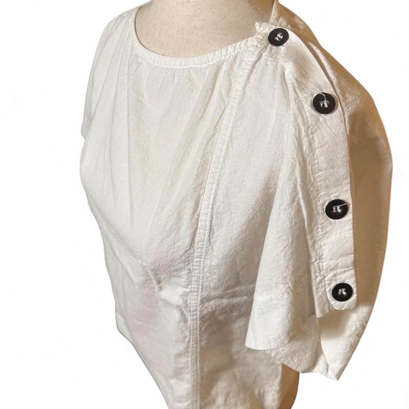 80s Dabney Paris New York White Drop Shoulder Fitted Business Casual Blouse