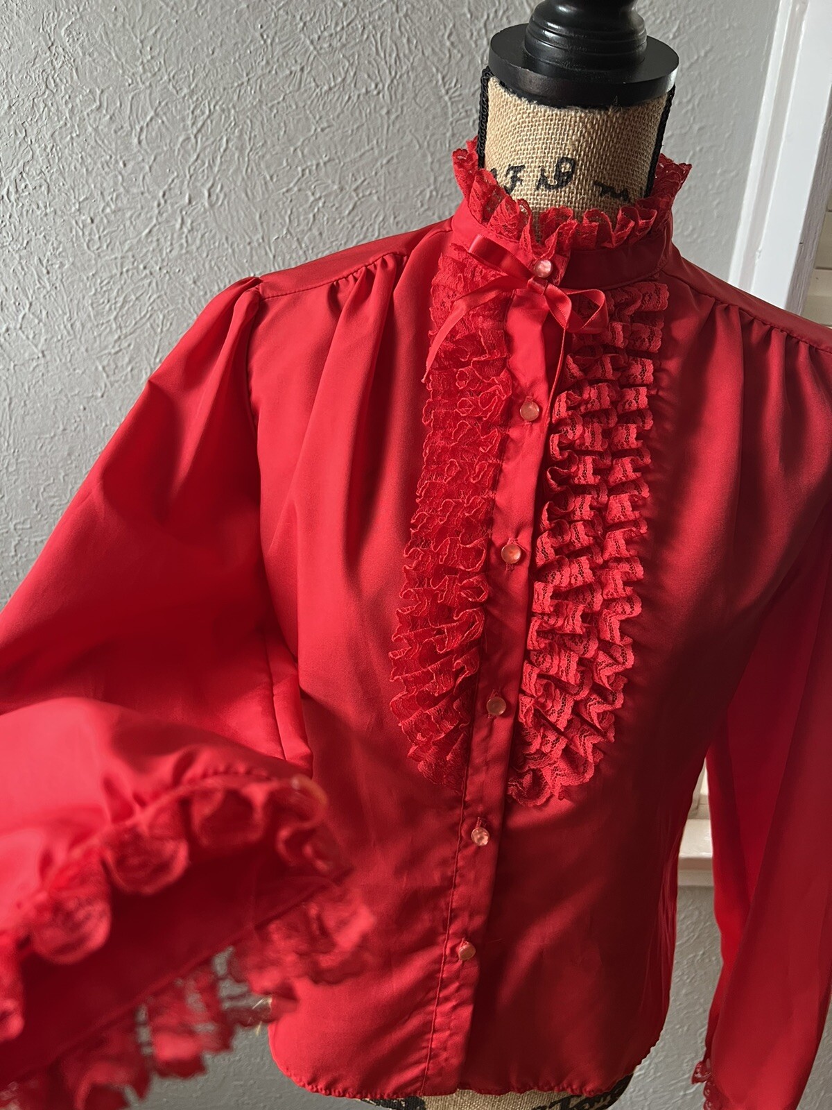 1970s Vintage Lipstick Red Ruffled 1980s 70s 80s Retro Dolly M Geek Secretary