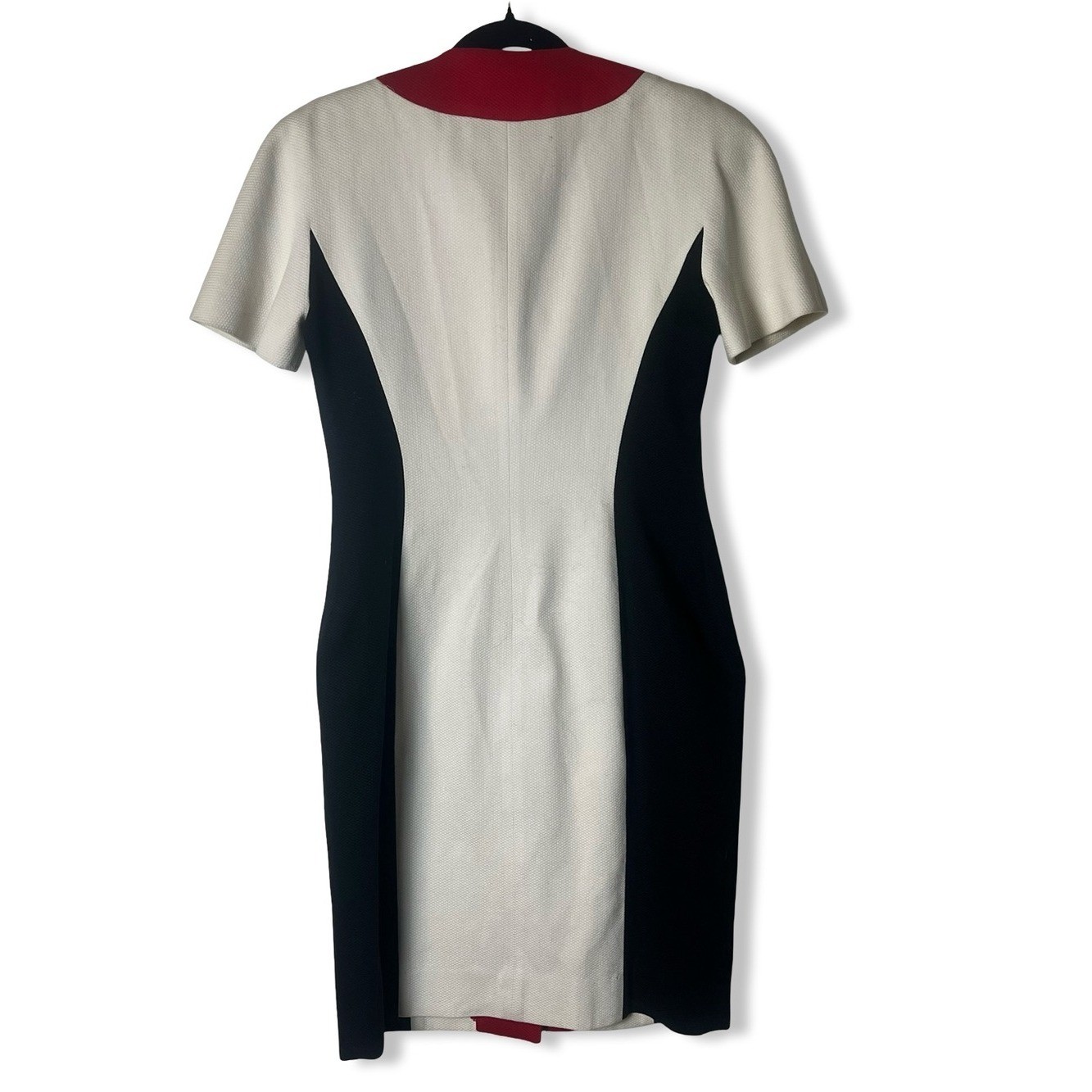 Scaasi Vintage Color-Block Dress Red Black Cream Gold Buttons 90s Sz. 6