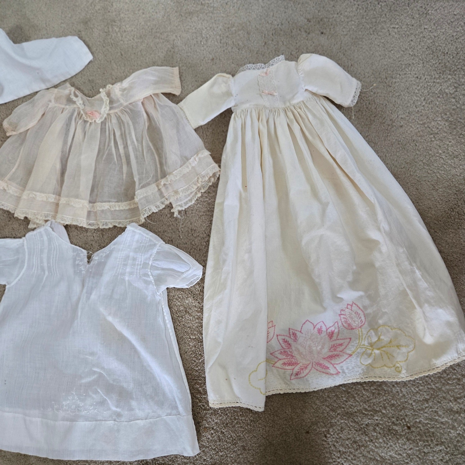 Vintage Baby and Doll Clothes Dresses Some Damaged Stains Need Mending