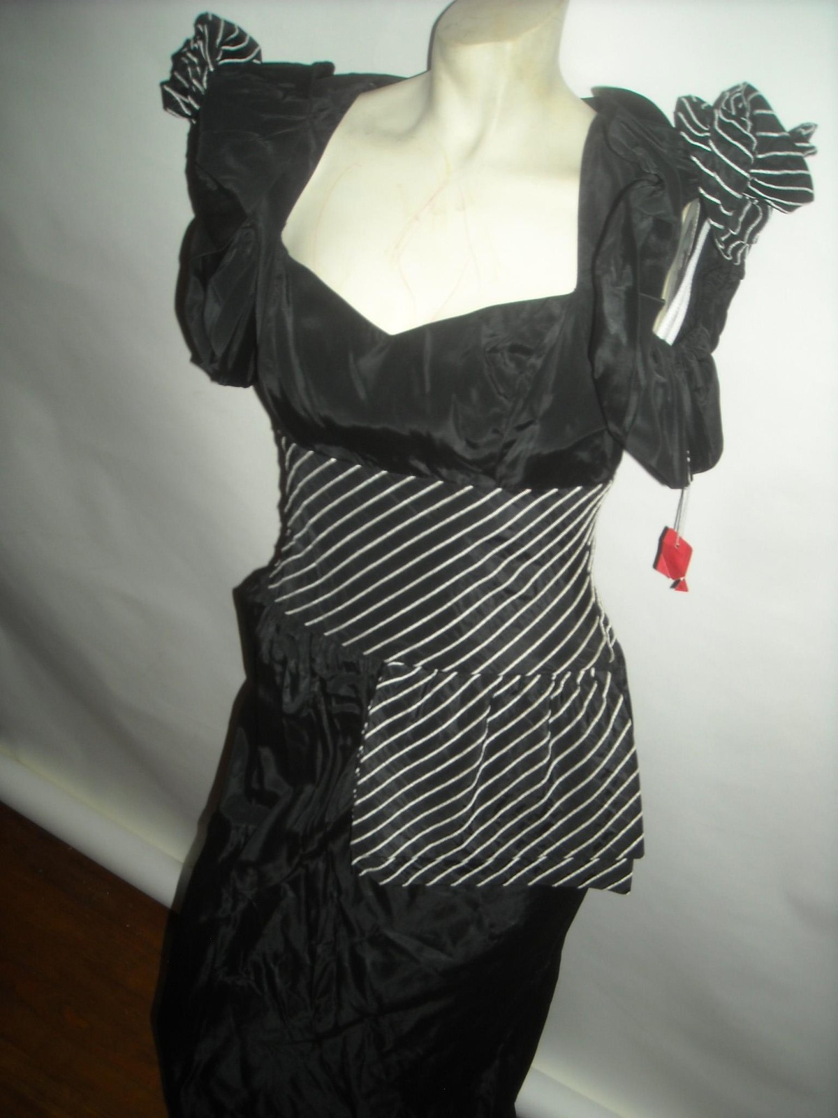VTG 60s 70s Womens S Ball Gown Formal Black Pretty Woman Cocktail Party Dress