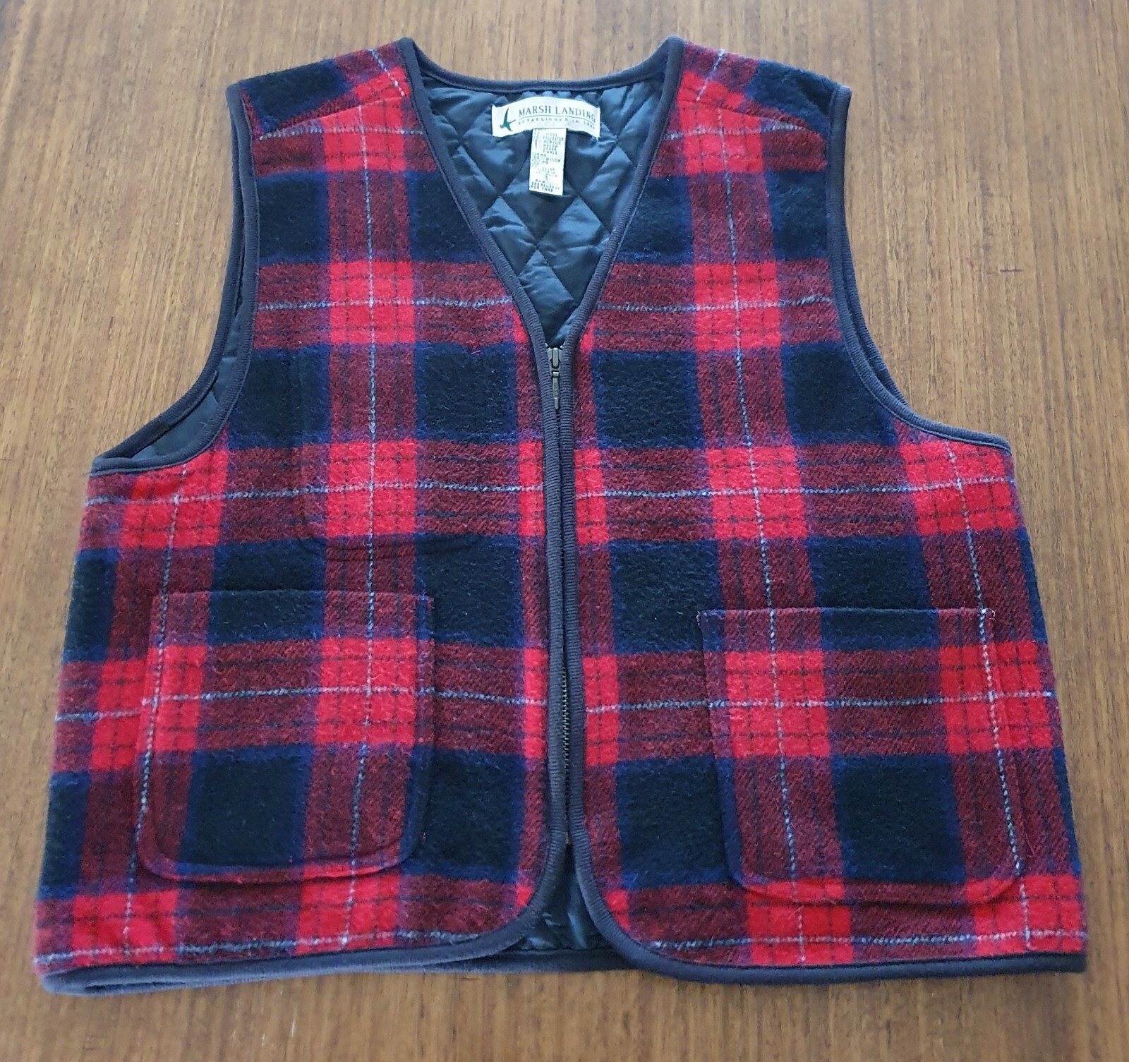 Vintage Marsh Landing Wool Blend Sweater Vest Women’s Sz Small Red Buffalo Plaid