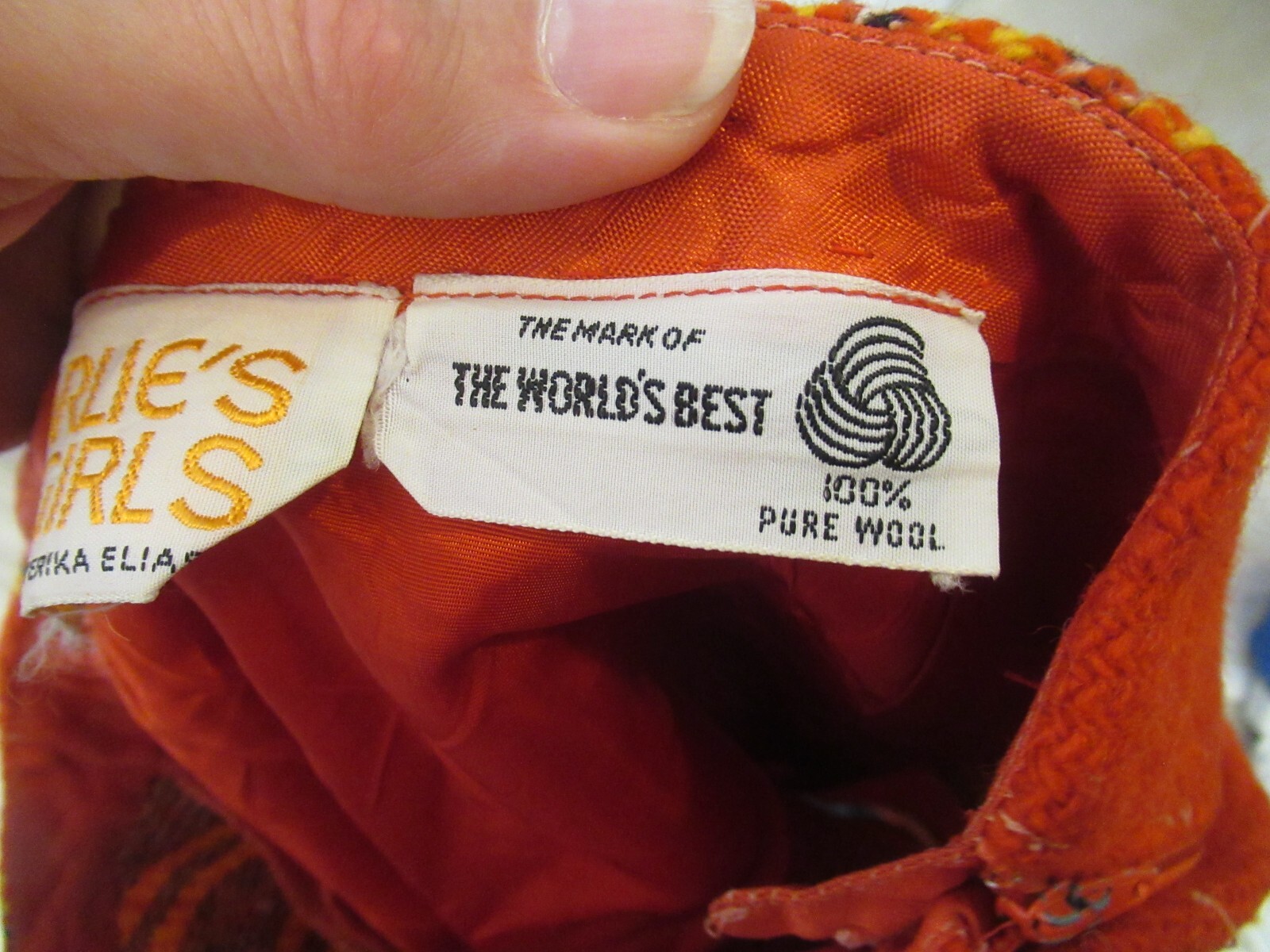 Charlie’s Girls by Erika Elias red, yellow, orange plaid skirt, c. 1960s, sz. S