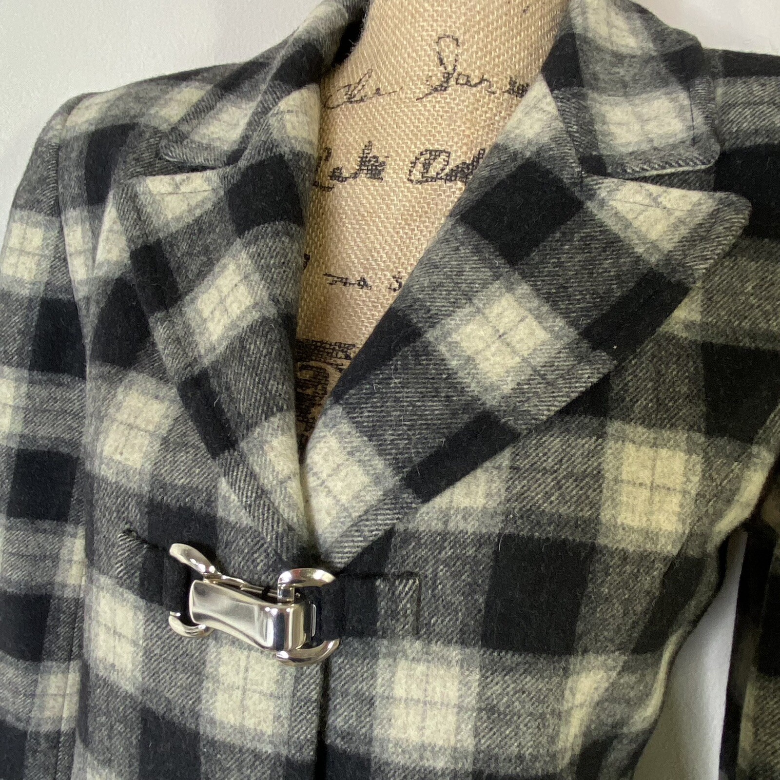 Vtg Carlisle Wool Plaid Blazer Yellow 90s Preppy Clueless Cher Style Toggle Sz 4