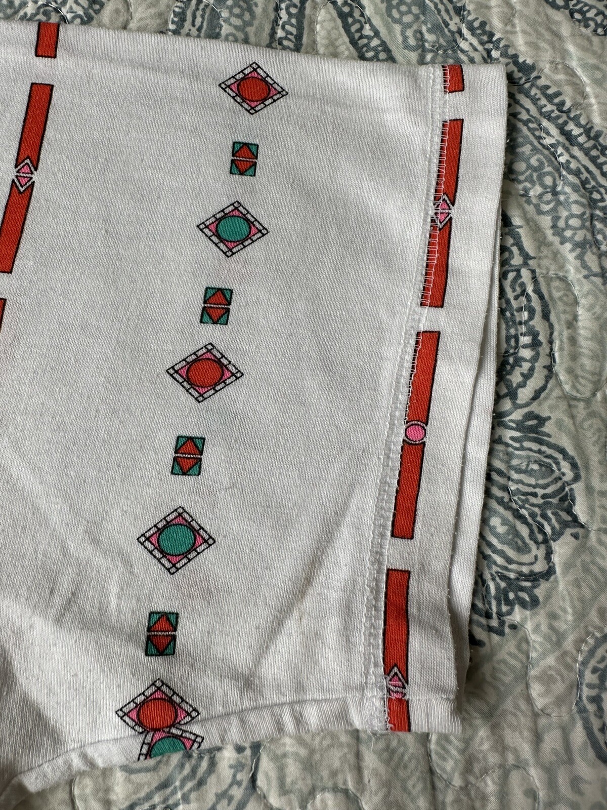 Vintage 1980’s Woman’s Incognito Pocket T-Shirt Geometric Shapes Design Size L ?