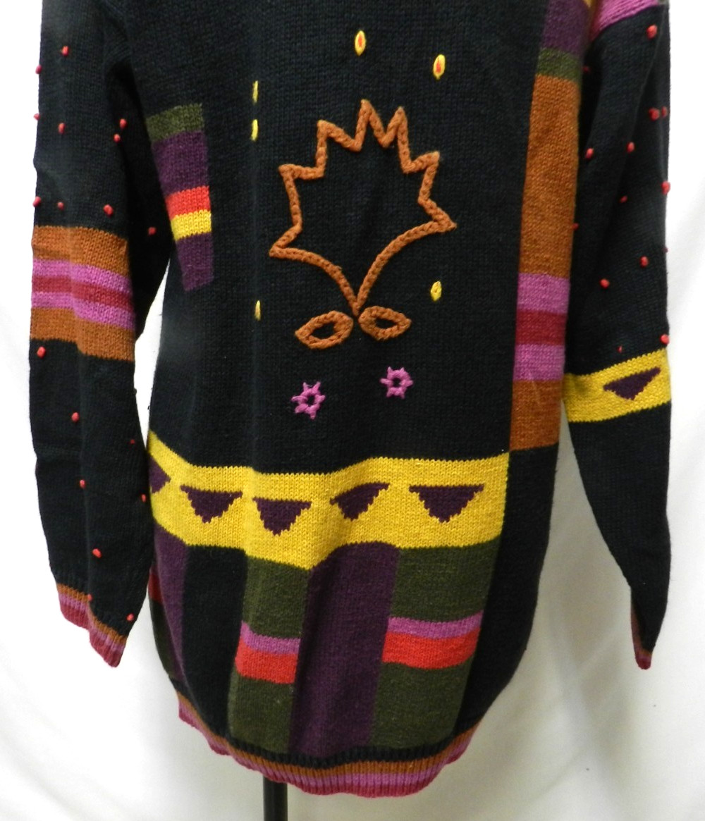 Bonnie and Bill Vintage cardigan sweater Sunflower Oversized Size Sz Medium Md M