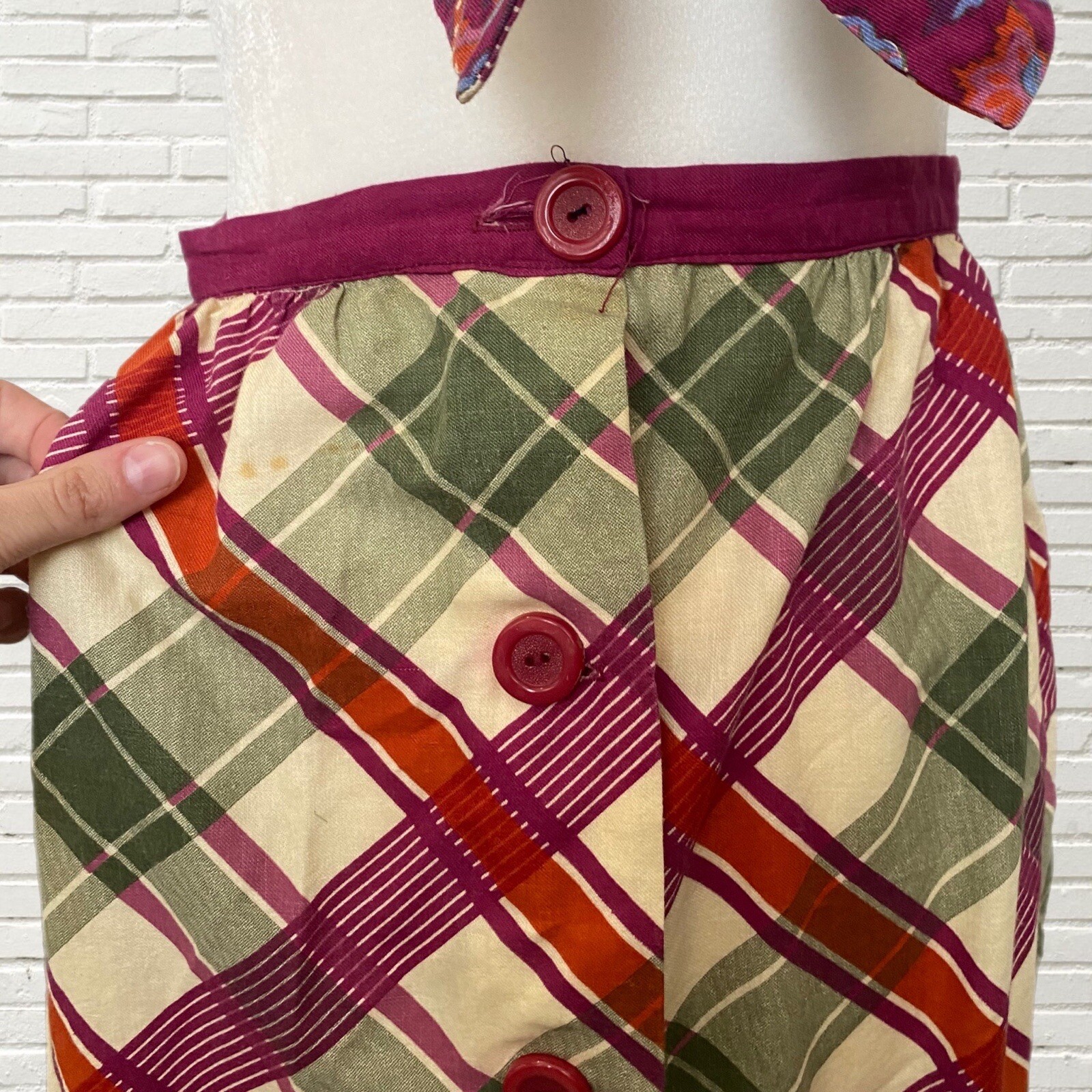 Vintage 70s 3 Piece Set Cotton Crop Top Hot Shorts & Maxi Skirt Paisley Print