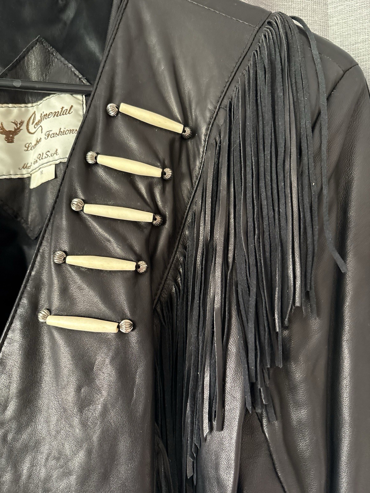 Vintage Continental Leather Fashions Fringe Jacket Mint sz M
