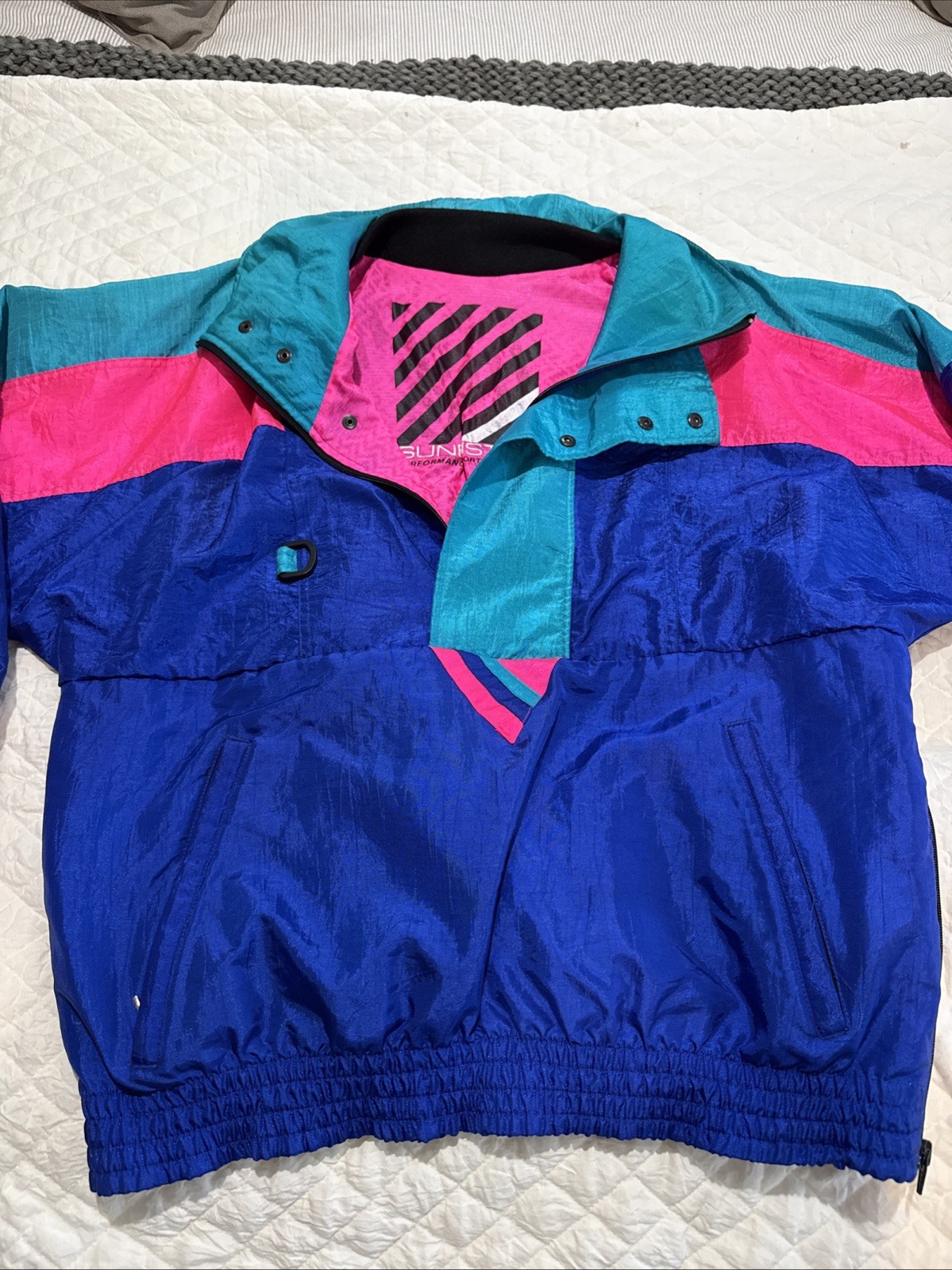 VTG Colorblock Windbreaker Pullover Medium SUNBUSTER Jacket Nylon Retro 1980s