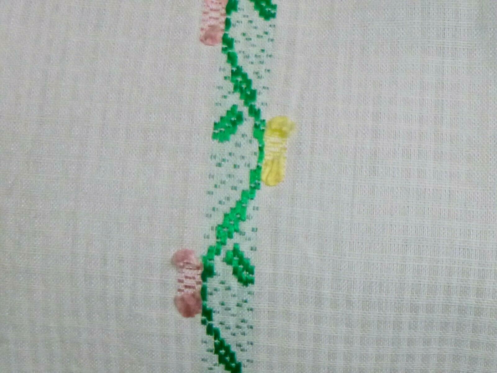 Vtg 50s 60s Cotton Clip Dot Dimity Floral Skirt Green Pink Yellow 23″ Waist