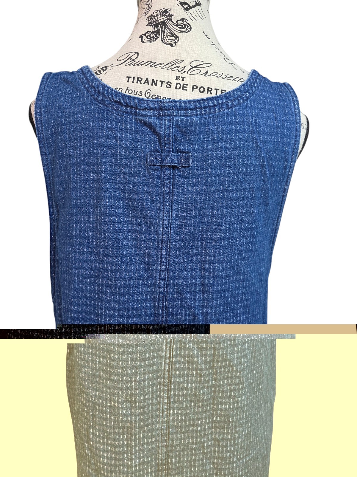 Vintage 90s Original TY Wear Cotton Pinafore Dress Blue Woven Jumper Maxi 12