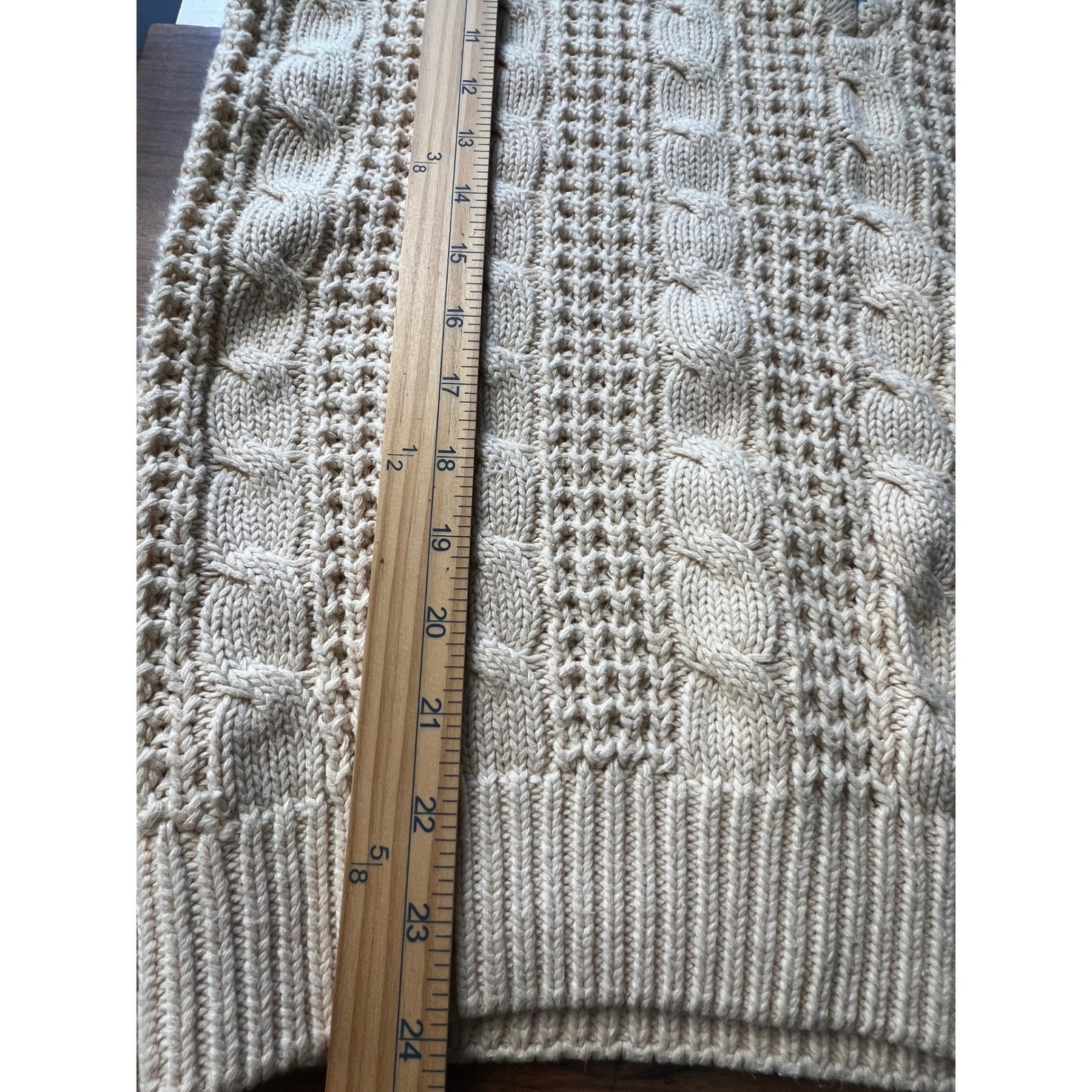 Weathervane Sweater vtg Cable Knit V-Neck Cream argyle neck SM preppy tennis