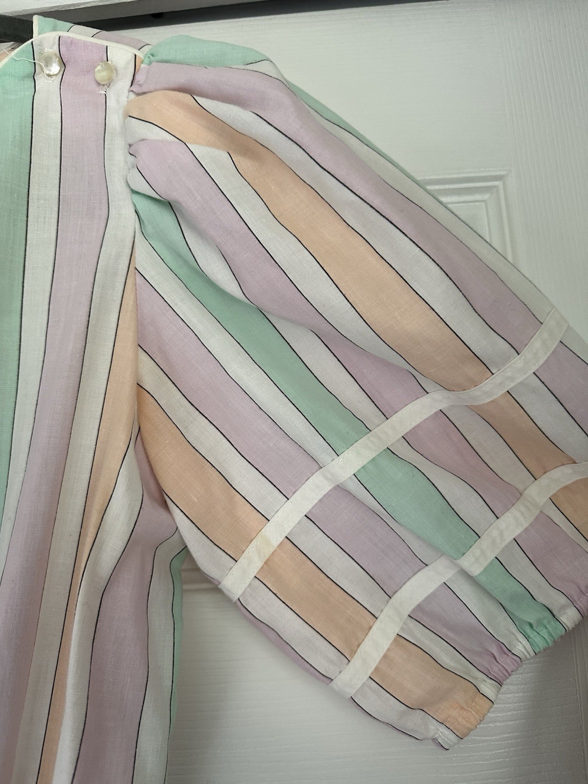 Vintage You Babes II Fritzi Dress Size 11 1970s 1980s Pastel Stripe Spring