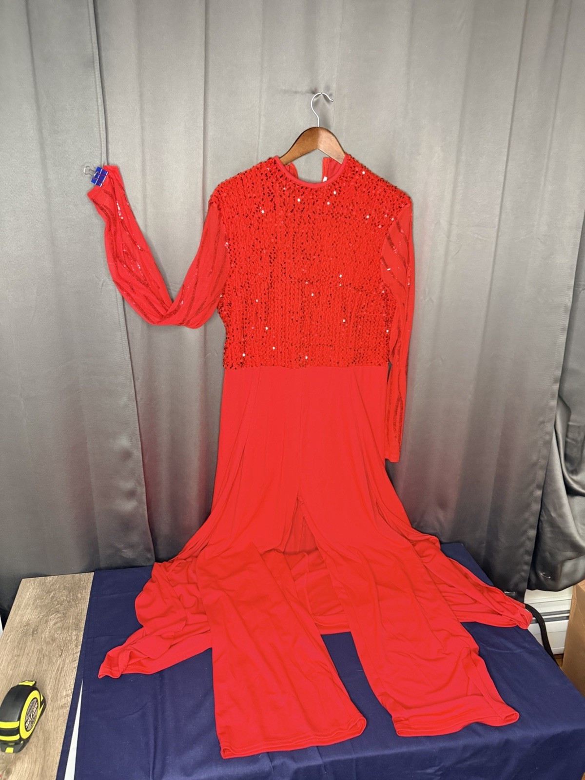IWFEV Women Red Sequin Jumpsuit Overlay Romper High Waist Evening Party XXL