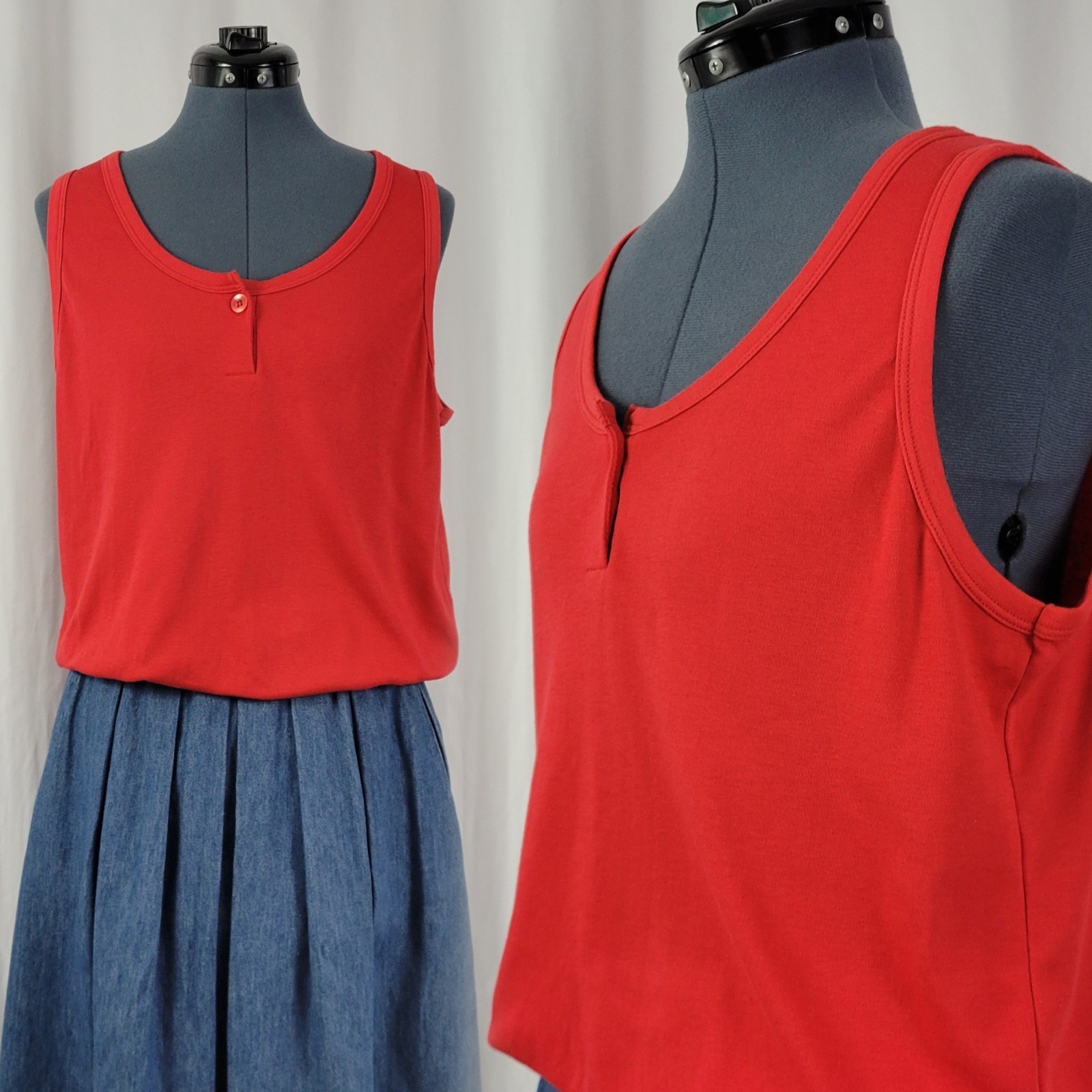 Vintage Objectives Red Knit Sleeveless Top w Waistband Size 40