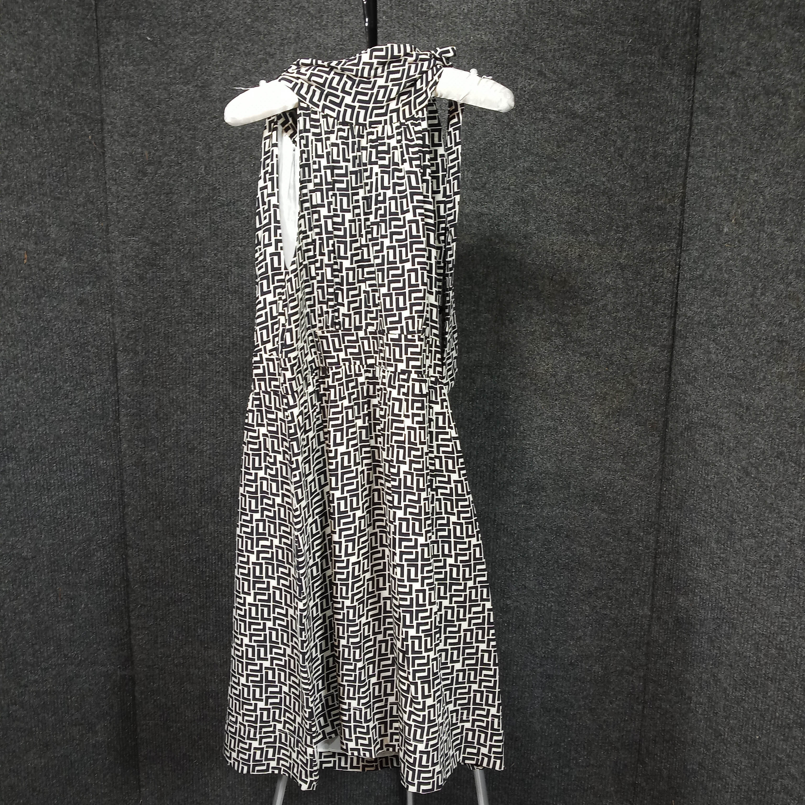 1960s Vintage Black White Abstract Print Silk Dress by Shoshanna
